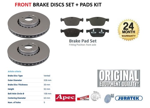 Front brake discs and pads - discs, set